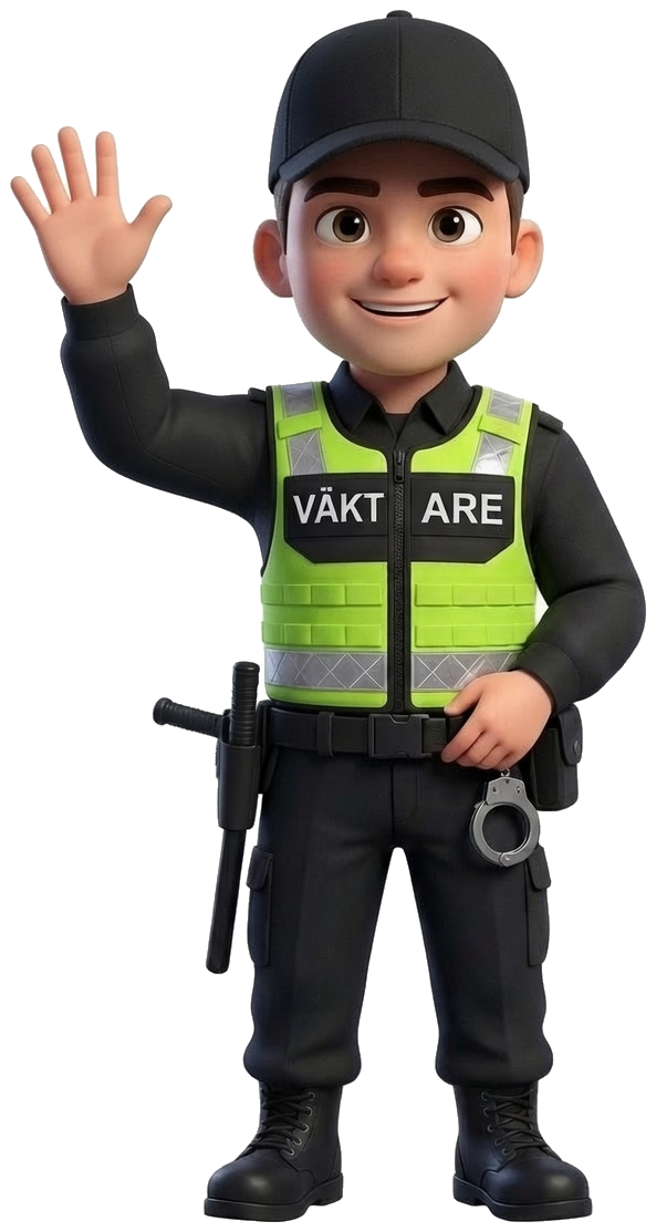 Illustrerad väktare som vinkar