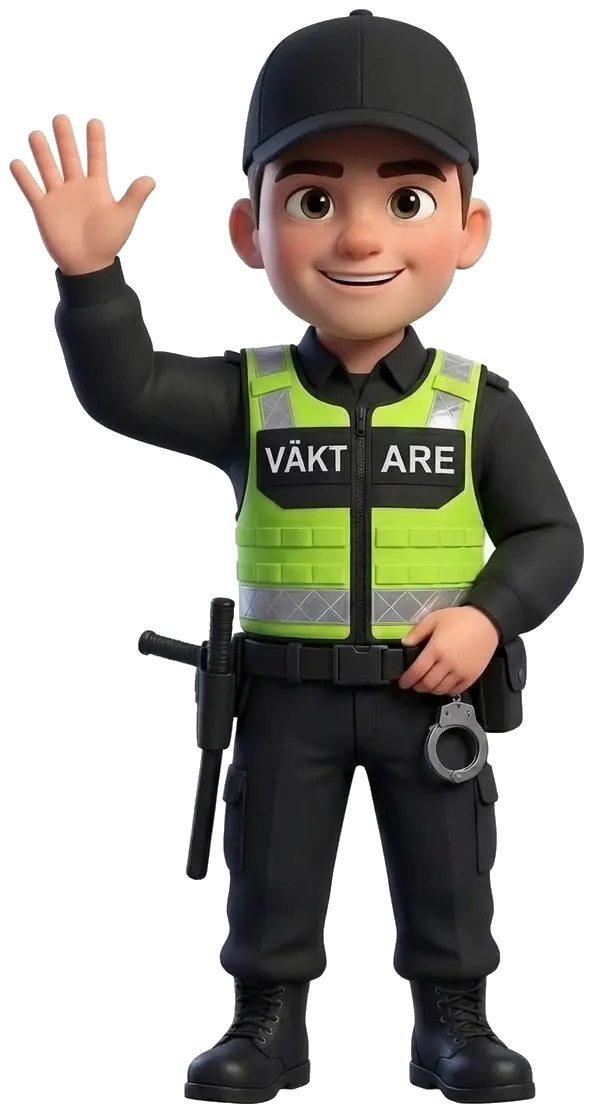 Illustrerad väktare som vinkar